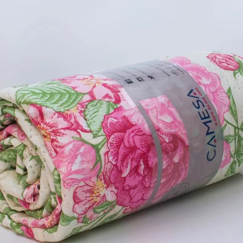 003-Couvre-lit doux imprimé rose ultrasonique