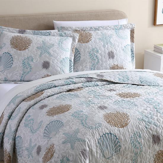 cxmicrotex Ensemble de couvre-lits et de courtepointe de luxe en coquillages prélavés