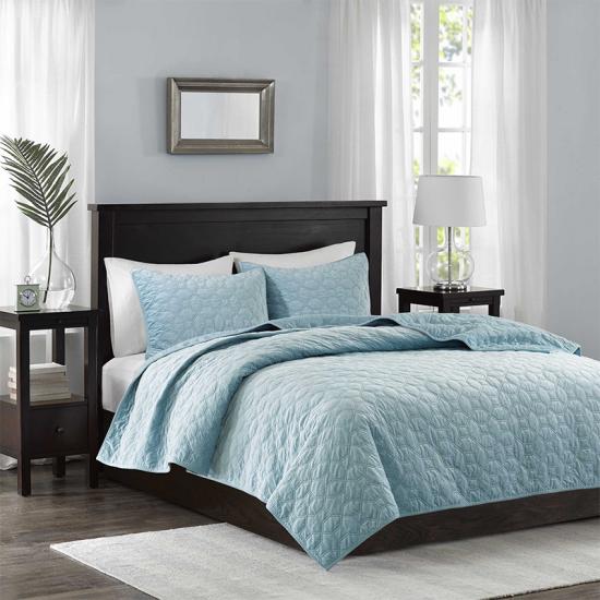 Mirotex Diamond Couvre-lit matelassé bleu Couvre-lits unis