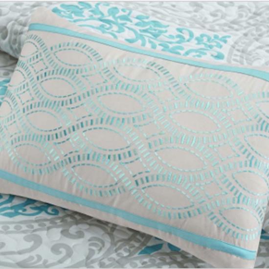 cxmicrotex TAIE D'OREILLER Matelassée Médaillon Bleu Blanc