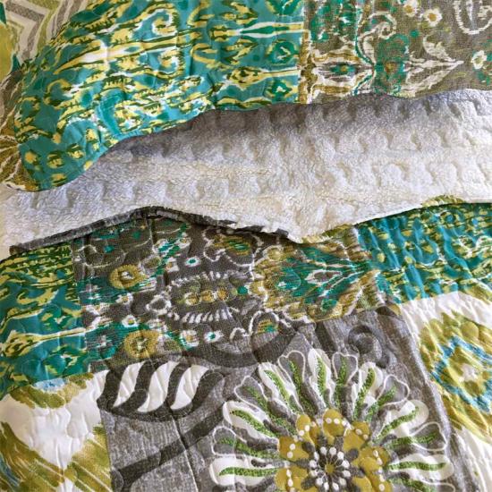 Ensemble de courtepointe et couvre-oreiller en sherpa patchwork