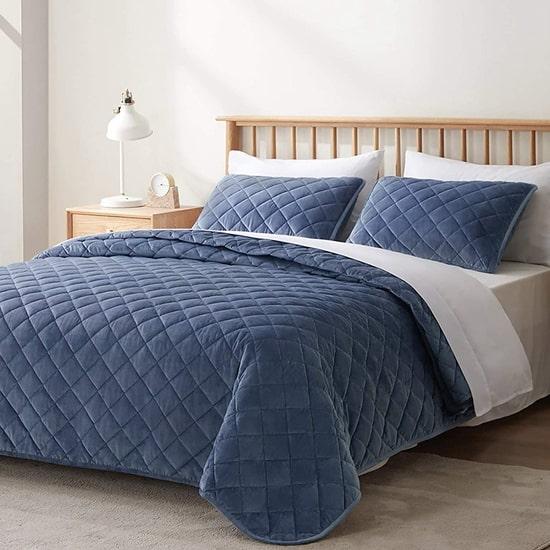 cxmicrotex Collection de literie d'hiver Ensemble de courtepointe en velours matelassé géométrique unique