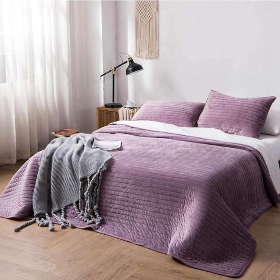 Parure de lit matelassée Sherpa solide Ensemble de couette en relief ultrasonique